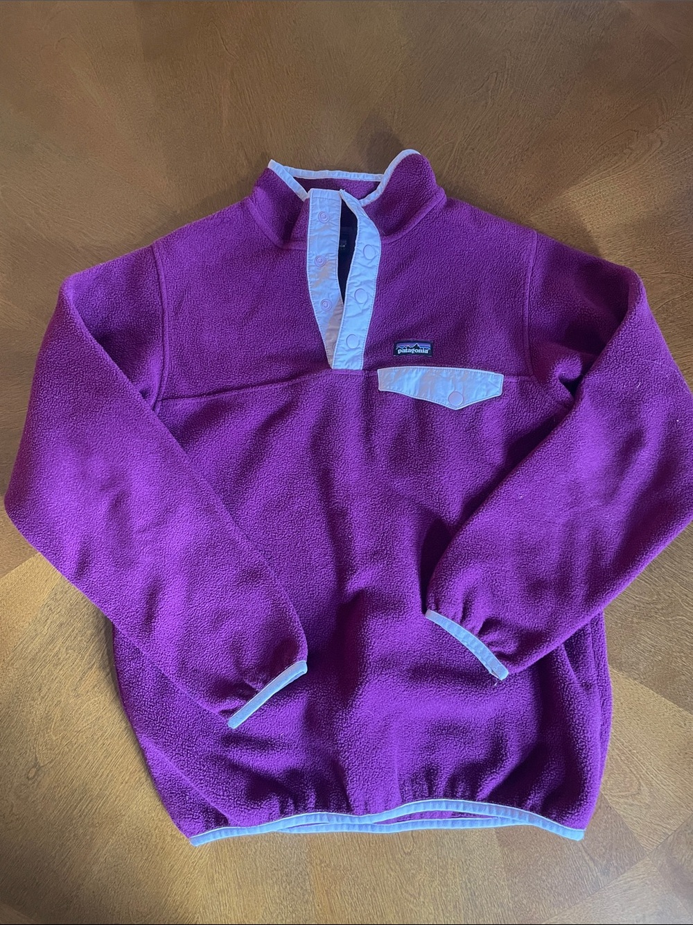 Patagonia Girl’s Fleece Snap Pullover - Purple with Light Purple Trim